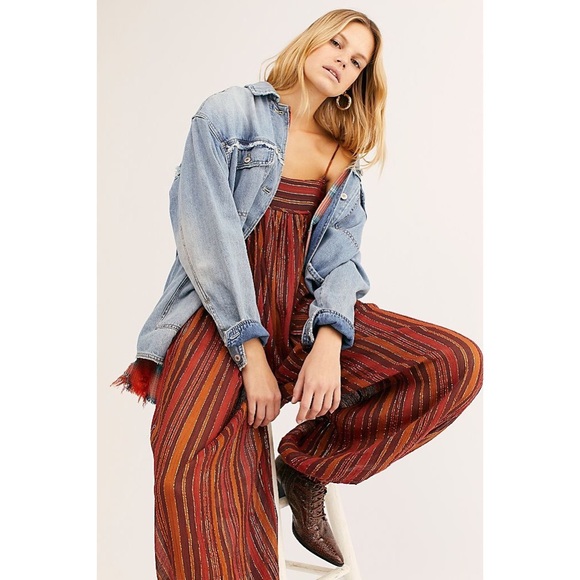 Free People Pants - NWT Free People Harem Lurex Jumpsuit Metallic XS